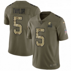 Mens Nike Cleveland Browns 5 Tyrod Taylor Limited OliveCamo 2017 Salute to Service NFL Jersey