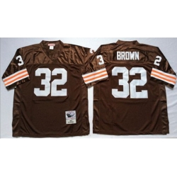 Mitchell&Ness 1963 Browns 32 Jim Brown Brown Throwback Stitched NFL Jersey