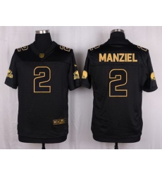 Nike Browns #2 Johnny Manziel Black Mens Stitched NFL Elite Pro Line Gold Collection Jersey