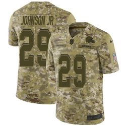 Nike Browns #29 Duke Johnson Jr Camo Men Stitched NFL Limited 2018 Salute To Service Jersey