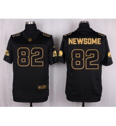Nike Browns #82 Ozzie Newsome Black Mens Stitched NFL Elite Pro Line Gold Collection Jersey