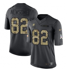Nike Browns #82 Ozzie Newsome Black Mens Stitched NFL Limited 2016 Salute to Service Jersey