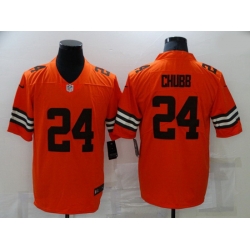 Nike Cleveland Browns 24 Nick Chubb Orange Inverted Legend Limited Jersey