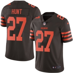 Nike Cleveland Browns 27 Kareem Hunt Brown Men Stitched NFL Limited Rush Jersey