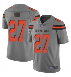 Nike Cleveland Browns 27 Kareem Hunt Gray Men Stitched NFL Limited Inverted Legend Jersey