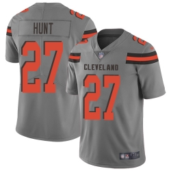 Nike Cleveland Browns 27 Kareem Hunt Gray Men Stitched NFL Limited Inverted Legend Jersey
