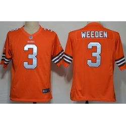 Nike Cleveland Browns 3 Brandon Weeden Orange Game Nike NFL Jersey