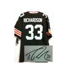 Nike Cleveland Browns 33 Trent Richardson Brown Elite Signed NFL Jersey