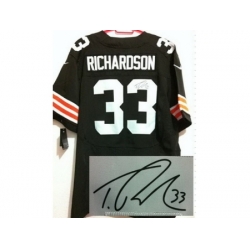 Nike Cleveland Browns 33 Trent Richardson Brown Elite Signed NFL Jersey