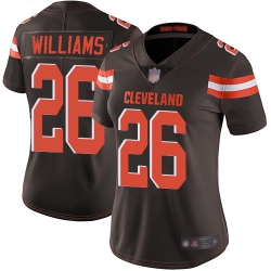 Browns 26 Greedy Williams Brown Team Color Women Stitched Football Vapor Untouchable Limited Jersey