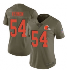Browns 54 Olivier Vernon Olive Womens Stitched Football Limited 2017 Salute to Service Jersey