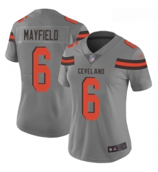Browns #6 Baker Mayfield Gray Women Stitched Football Limited Inverted Legend Jersey