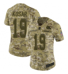 Nike Browns #19 Bernie Kosar Camo Women Stitched NFL Limited 2018 Salute to Service Jersey
