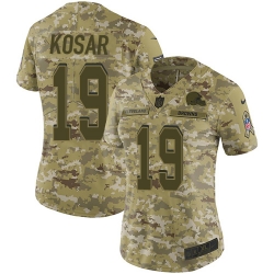 Nike Browns #19 Bernie Kosar Camo Women Stitched NFL Limited 2018 Salute to Service Jersey