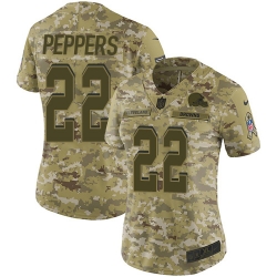Nike Browns #22 Jabrill Peppers Camo Women Stitched NFL Limited 2018 Salute to Service Jersey