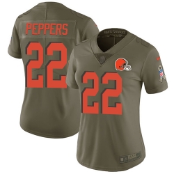 Nike Browns #22 Jabrill Peppers Olive Womens Stitched NFL Limited 2017 Salute to Service Jersey