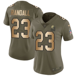 Nike Browns #23 Damarious Randall Olive Gold Womens Stitched NFL Limited 2017 Salute to Service Jersey
