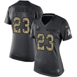 Nike Browns #23 Joe Haden Black Womens Stitched NFL Limited 2016 Salute to Service Jersey