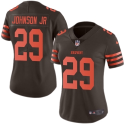 Nike Browns #29 Duke Johnson Jr Brown Womens Stitched NFL Limited Rush Jersey
