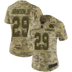Nike Browns #29 Duke Johnson Jr Camo Women Stitched NFL Limited 2018 Salute to Service Jersey