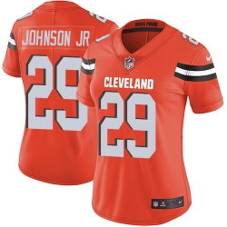 Nike Browns #29 Duke Johnson Jr Orange Alternate Womens Stitched NFL Vapor Untouchable Limited Jersey