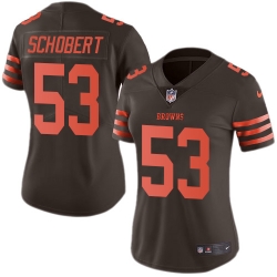 Nike Browns #53 Joe Schobert Brown Womens Stitched NFL Limited Rush Jersey