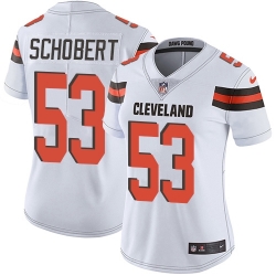 Nike Browns #53 Joe Schobert White Womens Stitched NFL Vapor Untouchable Limited Jersey