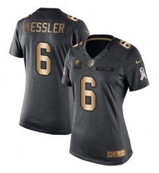 Nike Browns #6 Cody Kessler Black Womens Stitched NFL Limited Gold Salute to Service Jersey