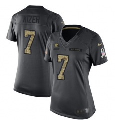 Nike Browns #7 DeShone Kizer Black Womens Stitched NFL Limited 2016 Salute to Service Jersey