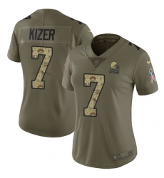 Nike Browns #7 DeShone Kizer Olive Camo Womens Stitched NFL Limited 2017 Salute to Service Jersey