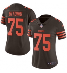 Nike Browns 75 Joel Bitonio Brown Womens Stitched NFL Limited Rush Jersey