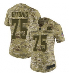 Nike Browns 75 Joel Bitonio Camo Womens Stitched NFL Limited 2018 Salute to Service Jersey