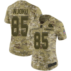 Nike Browns #85 David Njoku Camo Women Stitched NFL Limited 2018 Salute to Service Jersey