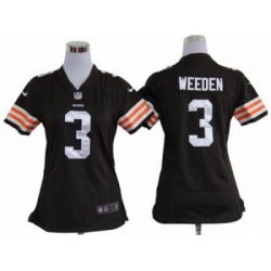 Nike Women NFL Cleveland Browns #3 Brandon Weeden Brown Jerseys