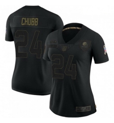 Women Cleveland Browns 24 Nick Chubb Black 2020 Salute To Service Jersey