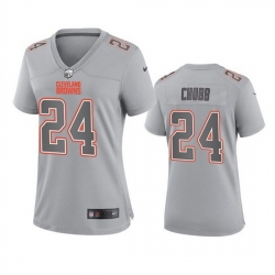 Women Cleveland Browns 24 Nick Chubb Grey Atmosphere Fashion Stitched Game Jersey