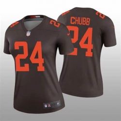 Women Cleveland Browns #24 Nick Chubb Rush Stitched Jerseys