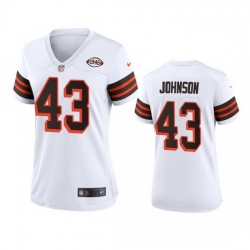 Women Cleveland Browns 43 John Johnson Nike 1946 Collection Alternate Game Limited NFL Jersey   White