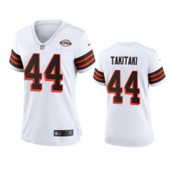 Women Cleveland Browns 44 Sione Takitaki Nike 1946 Collection Alternate Game Limited NFL Jersey   White