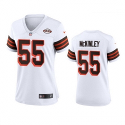 Women Cleveland Browns 55 Takkarist Mckinley Nike 1946 Collection Alternate Game Limited NFL Jersey   White