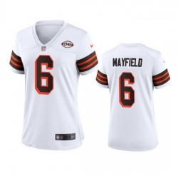 Women Cleveland Browns 6 Baker Mayfield Nike 1946 Collection Alternate Game Limited NFL Jersey   White