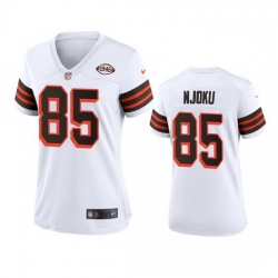 Women Cleveland Browns 85 David Njoku Nike 1946 Collection Alternate Game Limited NFL Jersey   White