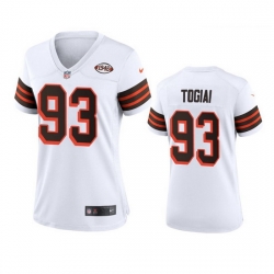 Women Cleveland Browns 93 Tommy Togiai Nike 1946 Collection Alternate Game Limited NFL Jersey   White