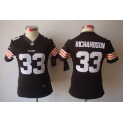 Women Nike Cleveland Browns 33# Trent Richardson Brown Color[Women's NIKE LIMITED Jersey]