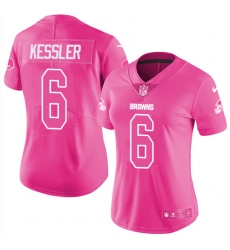 Womens Nike Browns #6 Cody Kessler Pink  Stitched NFL Limited Rush Fashion Jersey