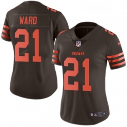 Womens Nike Cleveland Browns 21 Denzel Ward Limited Brown Rush Vapor Untouchable NFL Jersey