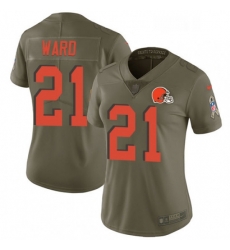 Womens Nike Cleveland Browns 21 Denzel Ward Limited Olive 2017 Salute to Service NFL Jersey