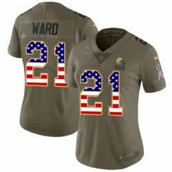 Womens Nike Cleveland Browns 21 Denzel Ward Limited Olive USA Flag 2017 Salute to Service NFL Jersey