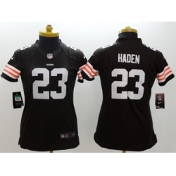 Women's Nike Cleveland Browns #23 Joe Haden Brown Team Color Stitched NFL Limited Jersey