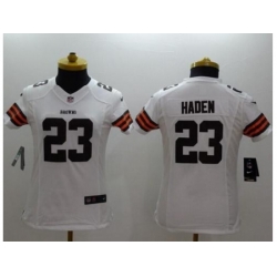 Women's Nike Cleveland Browns #23 Joe Haden White Stitched NFL Limited Jersey